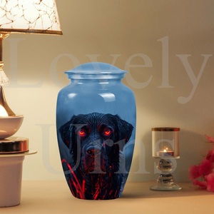 Black <b>dog</b> cremation urn with fiery eyes unique decor urn for pets ashes memorial keepsake pet <b>remembrance</b> <b>gift</b> - Product Image 4