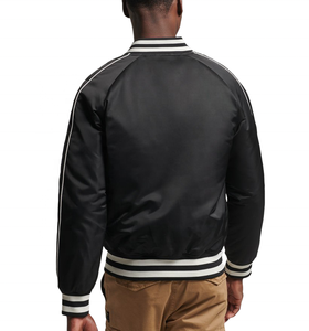 High Quality Custom Logo <b>Men</b> Satin Varsity <b>Jacket</b> Embroidered Decoration <b>Baseball</b> Plus Size Embroidered Casual Design - Product Image 2