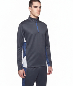Ensemble de survêtement athlétique deux pièces premium pour homme, haut zippé 1/4, décontracté, 100 % coton, pour le jogging, la gym et le fitness, tenue d'automne - Product Image 6