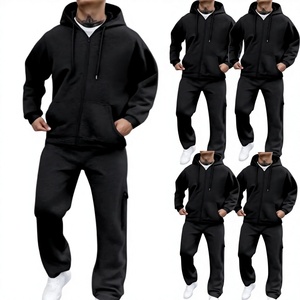 Conjunto Deportivo Azul con Capucha para Hombre, Sudadera con Cierre Completo y Pantalones Deportivos con Cordón y Bolsillos Laterales, Ropa Casual de Otoño - Product Image 5