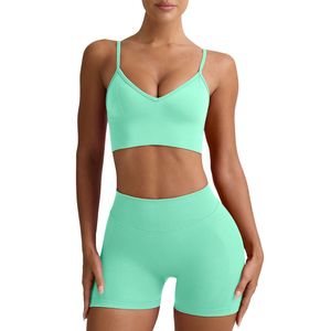 Conjunto Deportivo Seamless para Mujer al por Mayor: Sujetador Deportivo y Shorts de Cintura Alta para Fitness, Yoga y Entrenamiento - Ropa Deportiva Elástica - Product Image 1