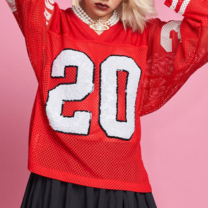 Unisex V Neck American Football Jersey Oversized <b>Mesh</b> <b>Short</b> Printed Breathable Distressed Number Graphic Streetwear - Product Image 3