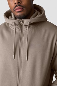 Sudadera con Capucha y Cierre para Hombre, Color Beige, Corte Regular, Color Sólido, Informal, Felpa Francesa, 100% Algodón, Transpirable, Ecológica, 300g, Invierno - Product Image 5