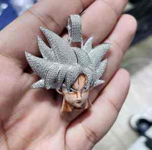 Pendentif Dragon Ball Super Saiyan en alliage plaqué argent avec strass, unisexe, style hip-hop, breloque de dessin animé - Product Image 3