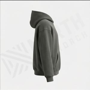 Hoodie streetwear personnalisé sans cordon, en molleton vierge, double couche, effet vintage, délavé à l'acide, délavé soleil, vieilli, couleur personnalisable - Product Image 3