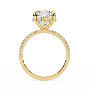 Bague de fiançailles en diamant de laboratoire taille coussin 3,25 ct E-F VS certifiée IGI plaquée or avec pavé caché et sangle en diamants VIBHINI - Product Image 6