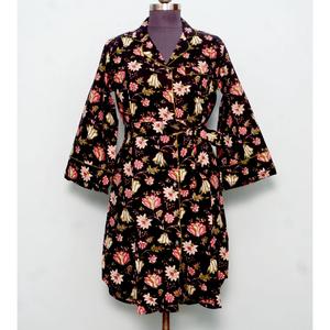 Conjunto de Vestido Bohemio de Algodón hasta la Rodilla para Mujer, Camisa con Estampado Floral, Cintura Natural, Botones Tejidos, Limpieza en Seco - Product Image 4