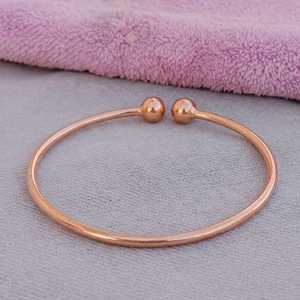 Belladec Women's Minimalist Copper Open <b>Bangle</b> <b>Bracelet</b> Double Ball Ends Elegant Classic Modern Jewelry Red Copper Plated - Product Image 5