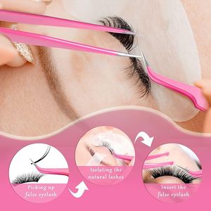 Pinzas Profesionales para Pestañas, Pinzas de Precisión para Extensión de Pestañas, Herramienta de Belleza de Acero Inoxidable para Uso en Salón y en Casa - Product Image 2