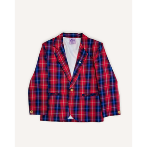 เสื้อเบลเซอร์ลายสก็อตสีแดงน้ำเงินสำหรับเด็กผู้ชาย สไตล์เป็นทางการ - Product Image 2