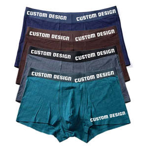 Boxers mi-hauts pour hommes de haute qualité, respirants, 100 % coton, sans couture, séchage rapide, sous-vêtements tricotés, impression de logo personnalisée directe - Product Image 1