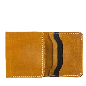 Brown Genuine <b>Leather</b> Men Trifold <b>Wallet</b> Minimalist Mini Cardholder Cash Slot Vintage Contrast Stitching Pocket <b>Small</b> Male Purse - Product Image 2
