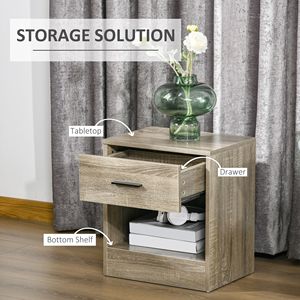 "Modern Grey Wood <b>Side</b> <b>Table</b> with <b>Drawer</b> & Bottom Shelf for Living Room or Bedroom" - Product Image 4