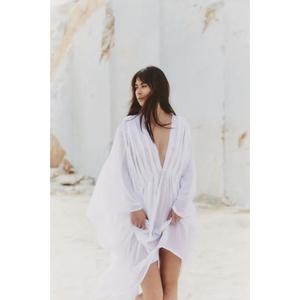 Vestido Maxi Bohemio con Volantes para Mujer, Cuello en V Profundo, Manga Corta, Estampado Floral Ecológico, Vestido de Vacaciones - Product Image 2