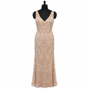 Luxury Champagne Lace Embroidered <b>Sequin</b> Evening Gown Women Elegant Regular Sweetheart Neck Formal Party Wedding Reception - Product Image 1