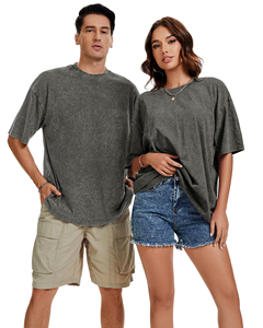 เสื้อยืดทรงโอเวอร์ไซส์ ผ้าฟอกสี 280 กรัม ทรงไหล่ตก คอกลม เสื้อพื้นฐานผู้ชาย วินเทจ แขนสั้น สีพื้น เสื้อยืด unisex - Product Image 6