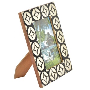 Eco-Friendly Handmade Customized Logo UV Printing Bone Inlay Wood Modern <b>Rustic</b> Tabletop Horizontal 2 Color Photo Frame - Product Image 1