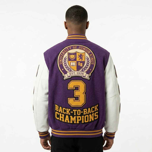 Custom Men's Winter <b>Varsity</b> <b>Jacket</b> Chenille Embroidered Logo Wool Body Leather Sleeves <b>Vintage</b> Baseball Letterman <b>Jacket</b> - Product Image 6