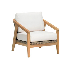 Modern Teak Wood Outdoor Garden <b>Sofa</b> <b>Set</b> with Upholstered Non-Waterproof Cushions - Product Image 4