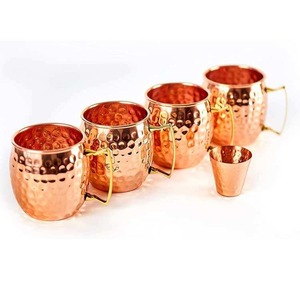 Copper Mugs Set of 4 with Hammered Finish and Straws Vintage Drinkware for Home <b>Kitchen</b> Use - Product Image 2