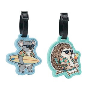 Etiqueta de Equipaje Personalizada de Goma Suave con Lindo Estampado de Animales Bordados, Etiqueta con Nombre para Bolsas y Maletas - Product Image 1