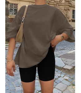 Nueva Colección de Camisetas de Mujer 100% Algodón, Manga Corta, Cuello Redondo, Hombros Caídos, Estilo Holgado, Casual, Transpirable, Bangladesh - Product Image 5