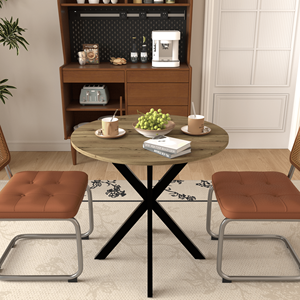 Tavolo da 31.5 pollici moderno da sala da pranzo tavolo da cucina rotondo con metallo nero gambe per 2-4 persone piccolo cerchio Design - Product Image 2