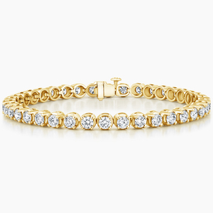 Pulsera de tenis con diamantes de corte redondo y engaste de punta compartida de eternidad completa - Product Image 3