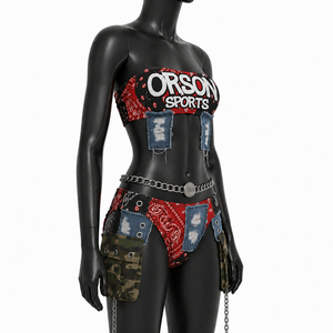 ชุดบิกินี่แบบ Bandeau ของ Orson Sports ลายผ้าพันคอ สไตล์สตรีทแวร์ เอวสูง ดีไซน์เท่ห์ เหมาะสำหรับงานเทศกาล - Product Image 2