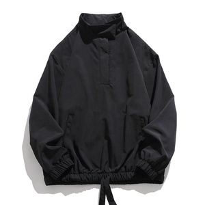 Chaquetas cortavientos ligeras de nailon con cremallera de 1/4 cuartos y cuello levantado para hombre con logotipo personalizado al por mayor de alta calidad para hombre - Product Image 3