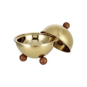 Hammered Stainless Steel Casserole with <b>Lid</b> Dish Handmade Design New Food Serving Warmer Hot <b>Pot</b> Chafing Dishes - Product Image 1