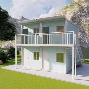 Maison conteneur écologique et imperméable à 2 étages, démontable, avec escalier extérieur, pour appartement dans une zone panoramique - Product Image 4