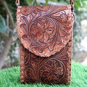 Funda de teléfono hecha a mano Patrón elegante Fundas de teléfono de cuero genuino real Fundas de teléfono móvil de alta calidad vintage personalizadas - Product Image 1