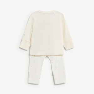 Ensemble 2 pièces unisexe pour bébé en Lyocell Spandex côtelé à manches longues avec boutons-pression, barboteuse à pieds pour nouveau-né, ODM Vietnam - Product Image 2