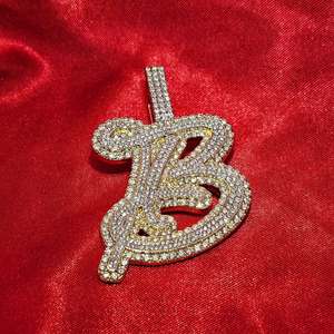 S925 Luxury Vintage 18K Gold Plated for Certified Moissanite Letter B Pendant Brilliant Cut Stones Micro Insert Design Unisex - Product Image 1