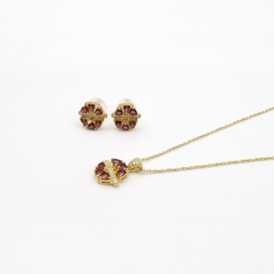 Luminous <b>Garnet</b> Red Gemstone Pendant and <b>Earrings</b> Set Stylish Trendy Women’s Fashion Jewelry Collection - Product Image 4