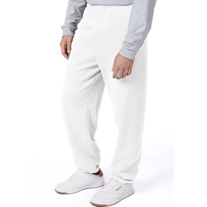 <b>Men's</b> <b>White</b> Cotton Sweatpants Elastic Waist Casual Joggers Midweight Plain Dyed Autumn Wear - Product Image 4