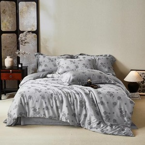 Juego de Edredón de Algodón de Estilo Simple, 400 Hilos, 3 Piezas, Lavable, Ropa de Cama para el Hogar, Color Gris Beige Sólido, Tejido de Tela, Lavable a Máquina - Product Image 3