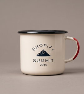Special Edition Branded Enamel Coffee <b>Mug</b> Built With Strong Rust Resistant Iron Material Displaying Company Event Logo - Product Image 2