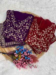 ชุดสูทผ้าจอร์เจตต์เทียมปักลายสีม่วงสำหรับผู้หญิง พร้อมผ้าคลุมไหล่ แห้งเร็ว เหมาะสำหรับงานปาร์ตี้ฤดูร้อนและงานแต่งงาน - Product Image 2
