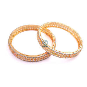 Lyla Designer CZ Rhodium Plated Copper Alloy Bangles-Fashion Number Pattern Bracelet - Product Image 3