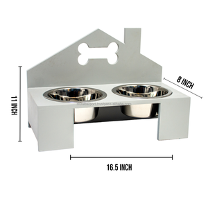 Soporte de bambú sólido elevado al por mayor para alimentación de perros y gatos, cuenco de cerámica para perros, cuencos elevados, comedero para mascotas - Product Image 2