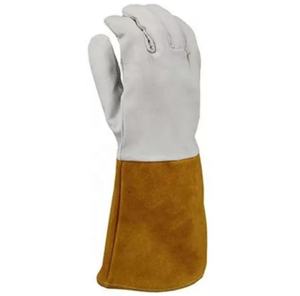 Guantes de seguridad para soldador, protectores de mano de cuero de vaca/piel de cabra, superior blanco, tig/mig/argón - Product Image 4