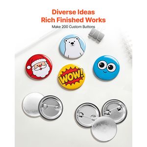 Suministros para Fabricación de Botones, 200 Sets de Piezas para Botones de 2.28 Pulgadas (58 mm) con Reverso Metálico, Carcasas y Películas Transparentes de Mylar - Product Image 4