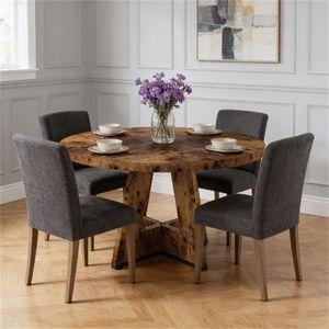 Tavolo da Pranzo Rotondo in Legno per Cucina e Salotto - Product Image 4