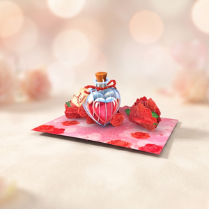 Carte artisanale de la Saint-Valentin avec enveloppe, carte pop-up 3D, potion d'amour, artisanat en papier, cadeau spécial pour couple de la Saint-Valentin - Product Image 1