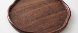 Unique Asymmetric Design <b>Wooden</b> <b>Serving</b> <b>Platter</b> Dark Mango Wood Tray Featuring Organic Shape & Rim - Product Image 5