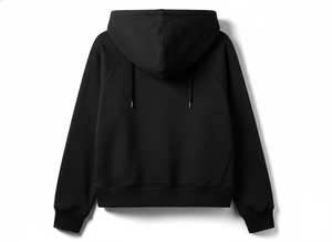 Stylish Cropped Full Zip Hoodie for Women | Casual Black Sweatshirt with Drawstring Hood & Ribbed Hem - Product Image 5