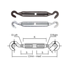 Open Body Turnbuckle US Type Heavy Industry Hot Galvanized Hook Hook Split Frame 1/4x4-1x12 Inch Compatible Rope - Product Image 2