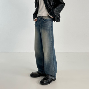 Pantalones holgados personalizados de mezclilla lavada a la piedra estilo streetwear hip hop para hombre, talla grande, vaqueros holgados para hombre - Product Image 5